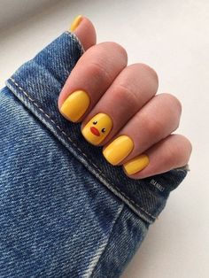 French Manicure Long Nails, Yellow Nail Art, Yellow Nail, Cute Simple Nails, Simple Gel Nails, Cute Gel Nails, Short Acrylic Nails Designs, Yellow Nails, Nail Art Tutorial