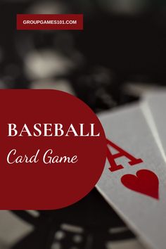 a baseball card game with four cards in front of it and the words base ball on top