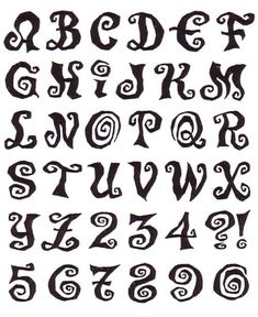 an old fashioned alphabet with swirly letters