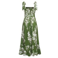 Let your natural beauty radiate with the BUDDING BEAUTY SPLIT FLORAL MAXI DRESS. With its gorgeous green and floral pattern, this piece of art is a stunning addition to your wardrobe. Flow with comfort in its light and airy design, and feel confident knowing you look your best! Size Guide: Model is 5’7” tall, and has a 33.2” bust, 26.4” waist, & 34.5” hips. She is wearing a S / US 4 / AU 8. This dress is true to size. Material: 100% Polyester. Feature: Square Neckline. Adjustable Shoulder Ties. Strapless Green Floral Print Dress, Strapless Green Floral Print Maxi Dress, Green A-line Sundress With Floral Print, Green Floral Print A-line Sundress, Green Floral Print Beach Cover-up Dress, Welcome Summer, Maxi Dress Green, Color Free, Floral Maxi