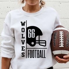 Custom Football Team & Number Sweatshirt Football Hoodies, Football Spirit, Custom Football, Crew Sweatshirts, Football Shirts, Football Team, Football, Sweatshirts, Clothes