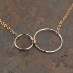 Nexus Rose Gold and Silver Horizontal Necklace - Cloverleaf Jewelry Silver Jewelry Diy, Gold Circle Necklace, Handmade Silver Jewellery, Discount Ideas, Jewelry Advice, Rose Gold And Silver, Deal Kent, Sterling Silver Rings Set, Mixed Metal Jewelry