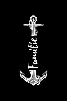 an anchor with the word love is written on it in white ink against a black background