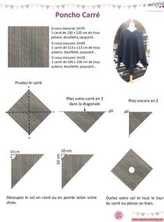 the instructions for how to make a poncho cardigan in french and english