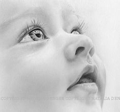 a pencil drawing of a baby's face