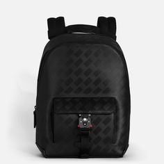 A steadfast companion for an urban soul, this compact backpack combines a fashionable edge with utilitarian design. The embossed black leather featuring the Extreme 3.0 motif and the M LOCK 4810 buckle, drawn from mountaineering gear, give it a unique aesthetic. Modern Backpack With Gunmetal Hardware, Black Backpack With Gunmetal Hardware For Travel, Black Travel Backpack With Gunmetal Hardware, Black Leather Backpack With Gunmetal Hardware, Black Backpack With Gunmetal Hardware, Luxury Everyday Carry Backpack, Black Backpack With Gunmetal Hardware For Daily Use, Luxury Leather Everyday Backpack, Functional Black Leather Backpack For Everyday Carry