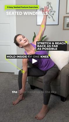 the woman is doing exercises on her couch