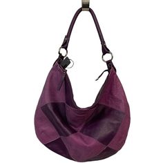 Innue Purple Leather Argyle Patchwork Snake Embossed Shoulder Bag Purse Hobo Handbag. Made In Italy. Brand New With Tags. Length Approximately 19”, Depth About 15”. Polka Dot Tote Bag, Blue Leather Bag, Leather Trend, Grey Shoulder Bag, Purple Purse, Velvet Purse, Maroon Leather, Suede Handbags, Leather Patchwork