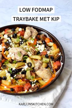 low fodmap chicken tray with vegetables and feta cheese