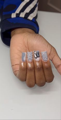 Grey Acrylic Nails, Grey Nails, Purple Acrylic Nails, Acrylic Nail Set, Blue Acrylic Nails, Girly Acrylic Nails