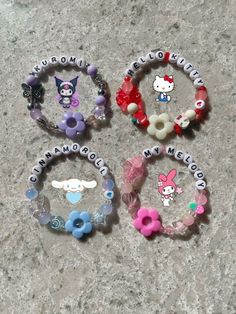 Retro Kawaii, Diy Kandi Bracelets, Handmade Beaded Bracelets, Diy Kandi, Hello Kitty Jewelry, Kuromi My Melody, Hello Kitty Kuromi