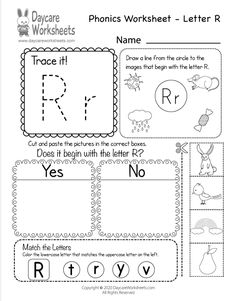 printable worksheet for the letter r with pictures and letters to color on