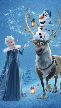 the frozen queen and her reindeer are ready to meet up for some christmas greetings