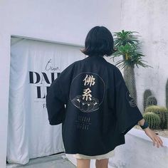 Cute Black Short Kimono | Eiyo Kimono Kimono Outerwear, Anime Lingerie, Cardigan Kimono, Kawaii Dress, Dragon Print, Short Kimono, Print Kimonos, Casual Cardigans, Kimono Cardigan