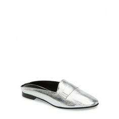 Nwt. Metallic Silver Leather Insole, Outsole And Upper. Round Toe. True To Size. 1/2 Inch Heel. Size 38/ Us 7.5. Chic Flat Slip-ons For Office, Spring Flat Slip-ons For Office, Spring Season Flat Slip-ons For Office, Spring Office Slip-ons Flat, Spring Office Flat Slip-ons, Office Slip-ons With Flat Heel For Spring, Trendy Formal Flat Slip-ons, Spring Office Slip-ons With Removable Insole, Modern Business Slip-ons For Spring