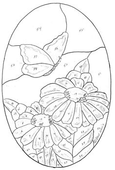 a coloring page with flowers and butterflies