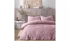 Buy Habitat Seersucker Wide Stripe Lilac Bedding Set - King size | Duvet cover sets | Argos Loft Luxury, Ruffle Comforter, Twin Xl Comforter, Double Duvet Covers, Bed In A Bag, King Bedding Sets, Queen Comforter, Duvet Bedding