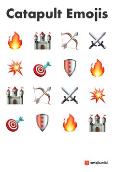 the book cover for catapult emojis, with an image of fire and arrows