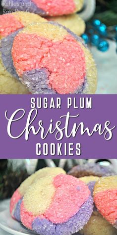 sugar plum christmas cookies on a white plate