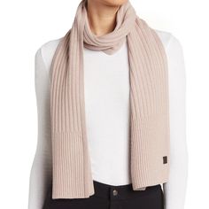 Luxurious Ribbing Textures This Versatile Knit Scarf That's Sure To Add A Cozy Element To Any Outfit. 86" L X 10" W. 70% Acrylic, 30% Wool. Dry Clean. Imported. Blush Scarf, Ribbed Scarf, Merino Wool Scarf, Grey Scarf, Pink Scarves, Knit Infinity Scarf, Black Scarf, Color Blush, Warm Scarf