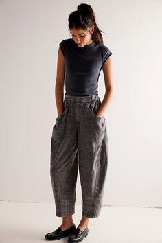 High Road Pull-On Barrel Pants | Free People Barrel Pants, Statement Pants, Dried Basil, Moto Pants, Simple Sandals, High Road, Free People Pants, Moto Boots, Bottom Clothes