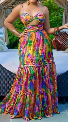 Dress Sleeve Length, Dress Item, Spaghetti Strap Maxi Dress, Dress Sleeve Styles, Tie Dye Maxi, Sling Dress, Ruffled Maxi Dress, Yellow Fashion, Dress Size Chart