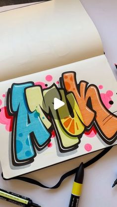 an image of the word art written in graffiti on a piece of paper with markers