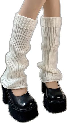 Casual Warm Knee-high Socks, Winter Comfortable Thigh High Socks, Comfortable Thigh High Winter Socks, Comfortable Thigh High Socks For Winter, Winter Acrylic Socks, Casual Acrylic Winter Socks, Thick Acrylic Casual Socks, Casual Acrylic Socks For Winter, Fitted Warm White Knee-high Socks