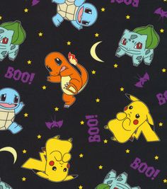 a black background with cartoon characters and stars on the bottom half of it, including two small pikachu's