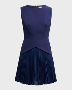 Dress With Pleated Skirt, Pleated Mini Dress, Jewel Neckline, Contemporary Fashion, Above The Knee, Modern Woman, Pleated Skirt, Polyester Spandex, Dress To Impress