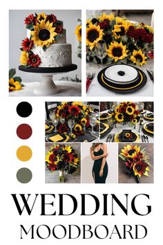 wedding mood board with sunflowers and flowers