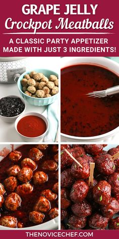 grape jelly crockpot meatballs are an easy appetizer made with just 3 ingredients