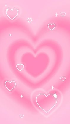 two hearts are in the middle of a pink background with white stars and sparkles