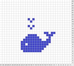 a cross stitch pattern with an image of a blue whale