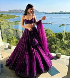 Wedding Dress Styles Indian, Wedding Outfits Women, Lehenga Ideas, Lehenga For Wedding, Desi Fits, Sangeet Outfit, Purple Outfit, Indian Lehenga Choli