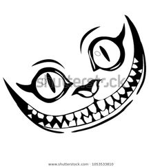 an evil smile face drawn in black and white