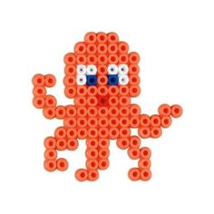 an orange and white beaded octopus with two eyes