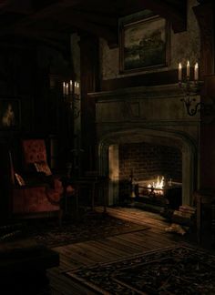 a living room filled with furniture and a fire place next to a painting on the wall