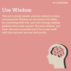 a pink poster with an image of a person's head and the words use wisdom