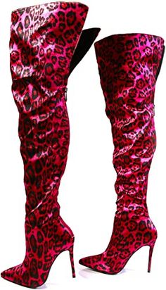 Dress Boots For Women, African Fashion Traditional, Leopard Design, Pink Boots, Womens Stilettos, Red Leopard, Pointed Toe Boots, Dress Boots, Stylish Boots