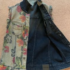 Bleulab Reversable Women Vest, Denim Xs. Never Worn. Shipped With Usps Priority Mail. Casual Upcycled Denim Vest For Spring, Casual Upcycled Sleeveless Denim Vest, Vest Denim, Women Vest, Upcycled Clothes, Upcycle Clothes, Womens Vest, Priority Mail, Jackets & Coats