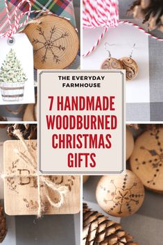 handmade woodburned christmas gifts with text overlay that reads the everyday farmhousehouse