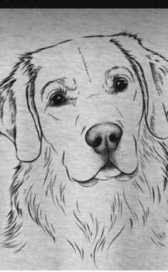 a black and white drawing of a dog's face