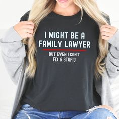 Welcome to Gift As You Think Unleash your sense of humor and love for the law with our new Funny Family Lawyer Shirt. This unique t-shirt personalized year established Lawyer graduation shirt is not just a piece of clothing, but a statement that says "Justice served, hot & fresh since 2000" Crafted from 100% Airlume combed and ring-spun cotton, this shirt offers an unparalleled level of comfort and quality that will make you fall in love with it over and over again. About This Item: 🌟 Express y Funny Short Sleeve Tops With Custom Text, Funny Black Tops With Custom Text, Bar Exam Gift, Attorney Gifts, Women Lawyer, Attorney At Law, Lawyer Gifts, Graduation Shirts, Family Humor