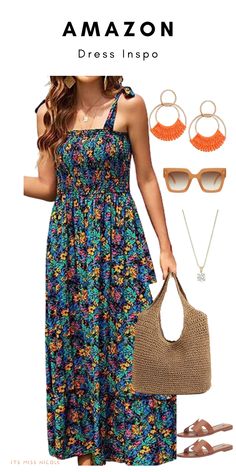 Over 40 women model wearing a amazon summer dress 2023 floral maxi sundress Amazon Sundress, Summer Clothes Amazon, Amazon Dresses Summer, Style Inspiration Over 40, Vacay Outfits Casual, Plus Size Cruise Outfits, Amazon Summer Finds, Amazon Summer Outfits, Summer Cruise Outfits