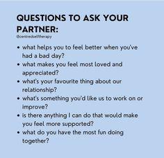 Questions To Ask Your Partner, Open Questions, Deep Conversation Topics, Intimate Questions, Relationship Lessons, Relationship Therapy, Relationship Advice Quotes, Relationship Psychology