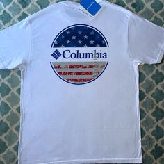 Columbia T-Shirt Nwt New With Tags! No Rips, Stains, Or Odors. Pet-Free & Smoke-Free Home! Feel Free To Ask Questions And Offers Are Welcome!! Bundle & Save New To Poshmark?? Use My Referral Code Moeclassics And You’ll Receive $10 Upon Joining!!! Casual Short Sleeve Shirt Made In Usa, White Crew Neck Top With Flag Print, White Cotton Shirt Made In Usa, Casual White Tops Made In Usa, White Graphic Tee Made In Usa, White Summer T-shirt Made In Usa, White Casual Shirt With Flag Print, Casual White Shirt With Flag Print, White Short Sleeve Tops Made In Usa