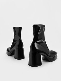 Black Patent Patent Crinkle-Effect Block-Heel Boots - CHARLES & KEITH US Chic Fall Patent Leather Platform Boots, Sleek Fall Party Platform Boots, Trendy Patent Leather Heeled Boots Medium Width, Bold Black Ankle Boots, Edgy Patent Leather Ankle Boots, Edgy Patent Leather Ankle Heeled Boots, Trendy Patent Leather Platform Boots Medium Width, Trendy Medium Width Patent Leather Platform Boots, Black Sleek Patent Leather Platform Boots