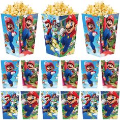 the mario and luigi party popcorn boxes are ready to be filled with some delicious treats