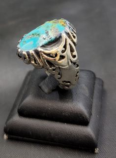 It's Beautiful Handmade Old Vintage Silver Ring With Natural Turquoise Its Very Beautiful Silver Ring Material Silver Gemstone Turquoise Size 10US Antique Turquoise Adjustable Rings, Turquoise Ring With Patina, Vintage Turquoise Rings With Natural Stones, Turquoise Ring With Patina For Anniversary, Turquoise Large Stone Spiritual Ring, Vintage Blue Rings With Natural Stones, Anniversary Turquoise Ring With Patina, Unique Blue Patina Rings, Bohemian Hallmarked Turquoise Ring